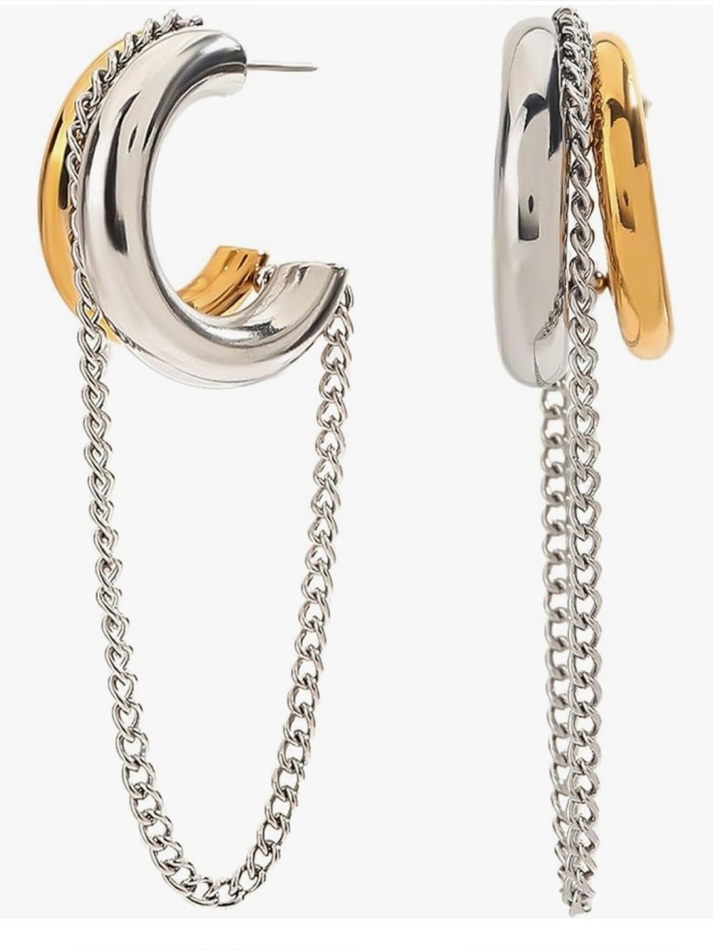 Two tone mixed metal earrings